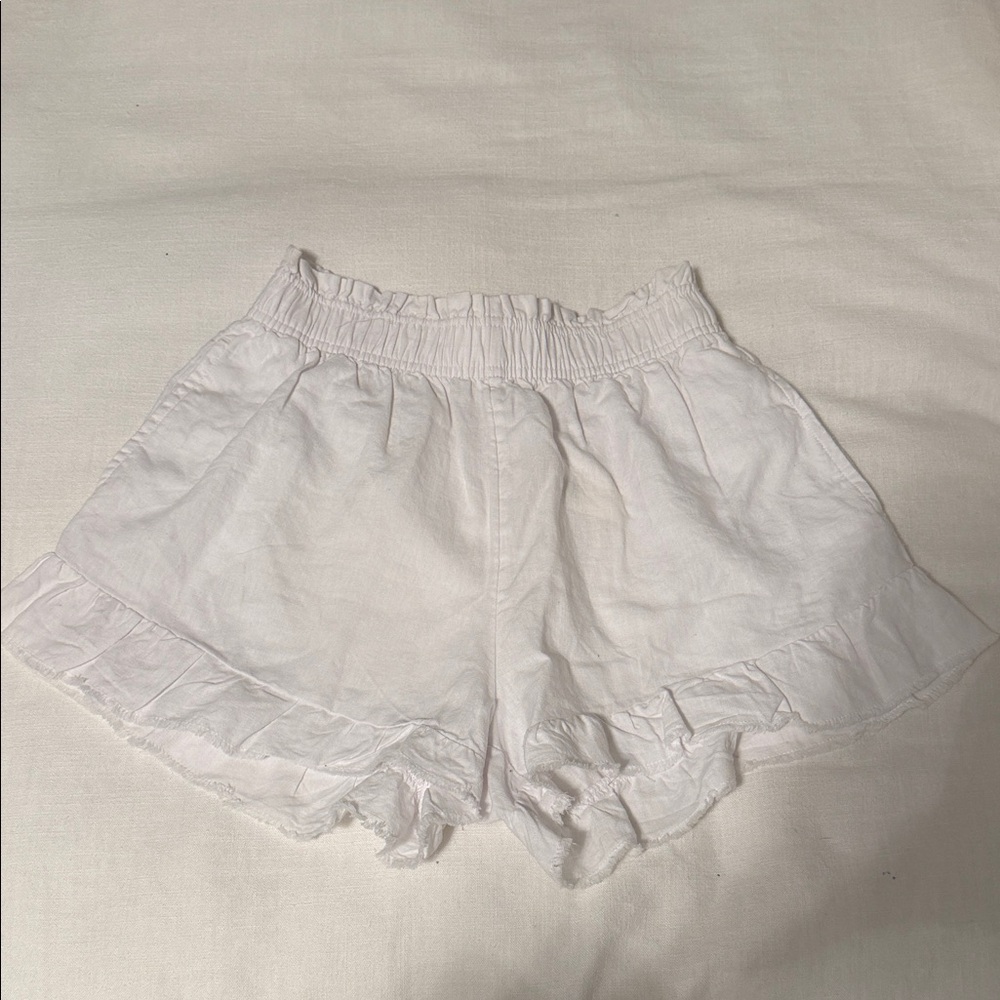 Aerie White High Waist Ruffle Shorts